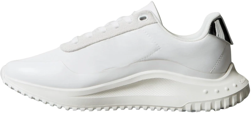 Calvin Klein Women's EVA Runner LACE UP MAT Mix YW0YW02016 Low Top, White (Bright White/Marshmellow/Silver), 5