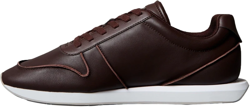 Calvin Klein Men's Retro Runner LACE UP LTH Pinch YM0YM01455 Low Top, Red (Bordeaux/Oyster/White/Desert Taupe), 11