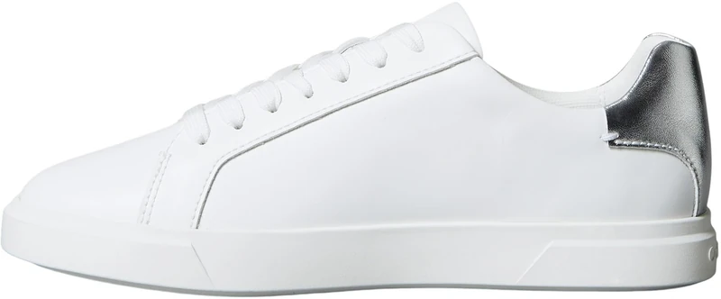Calvin Klein Women's Low PRO Cups Laceup LTH MET HW0HW02846 Low Top, White (Bright White/Silver), 4