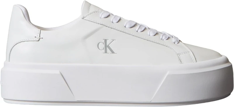 Calvin Klein Women's Flatform LACE UP LTH MG YW0YW01928 Low Top, White (Triple Bright White), 5