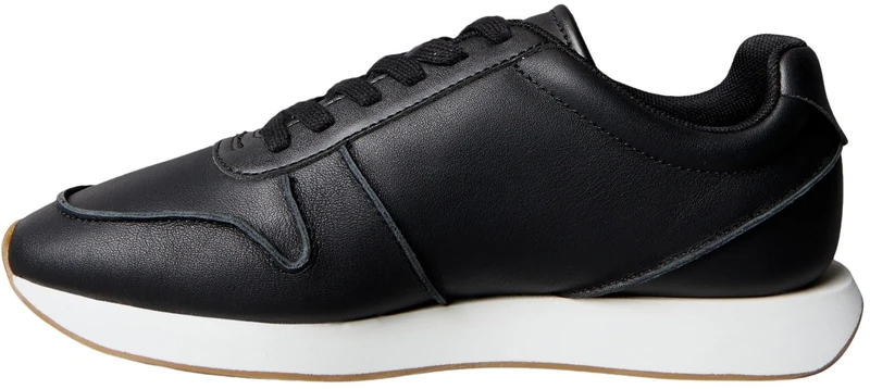 Calvin Klein Women's Retro Runner LACE UP LTH Pinch YW0YW02025 Low Top, Black (Black/Vaporous White/Gum), 7