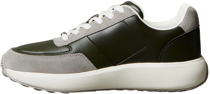 Calvin Klein Men's City Runner Laceup Tape LTH HM0HM02033 Low Top, Green (Rock Ridge/Medieval Forest), 8