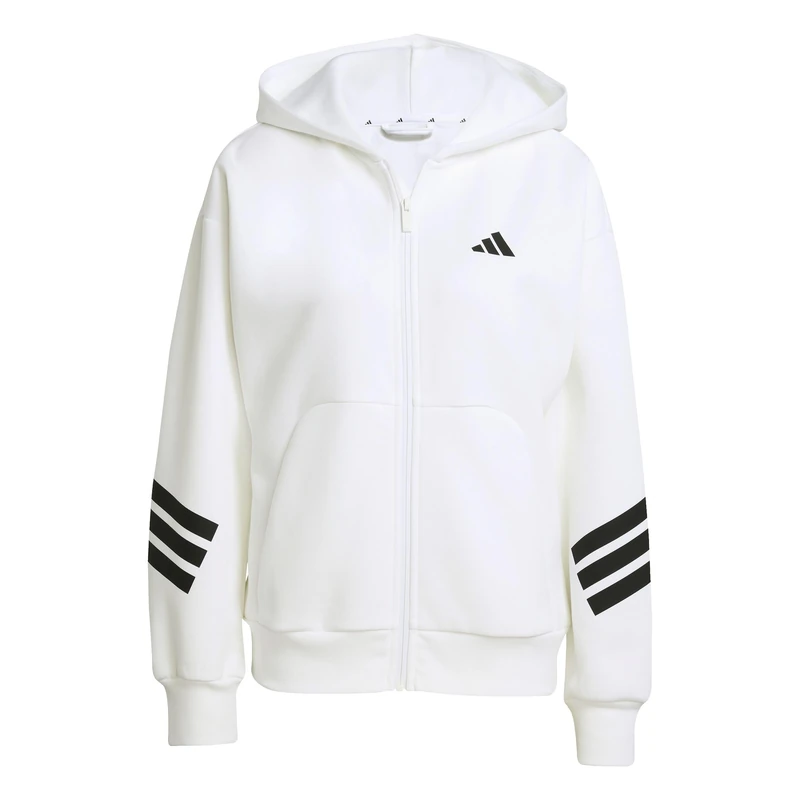 adidas Women's FUTURE ICONS THREE STRIPES FULL ZIP HOODIE, white, M