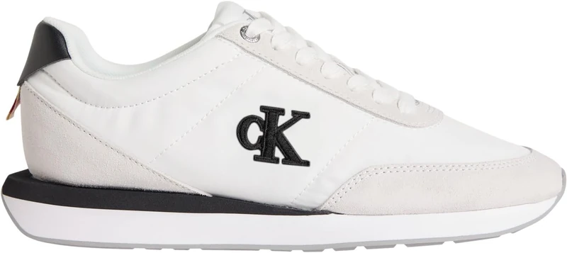 Calvin Klein Women's Retro Runner ESS Mix MAT YW0YW01990 Low Top, White (Bright White/Black), 2.5