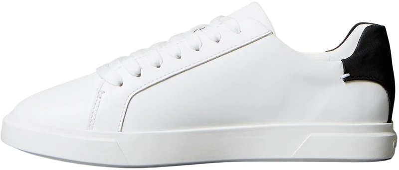 Calvin Klein Women's Low PRO Cup Laceup LTH Moire HW0HW02845 Low Top, White (Bright White/Black), 6