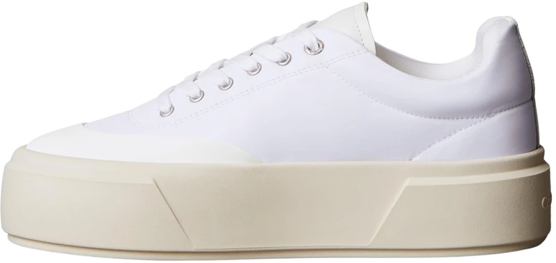 Calvin Klein Women's Flatform LACE UP NYL Mix YW0YW02013 Low Top, White (Bright White/Dk Ecru), 6