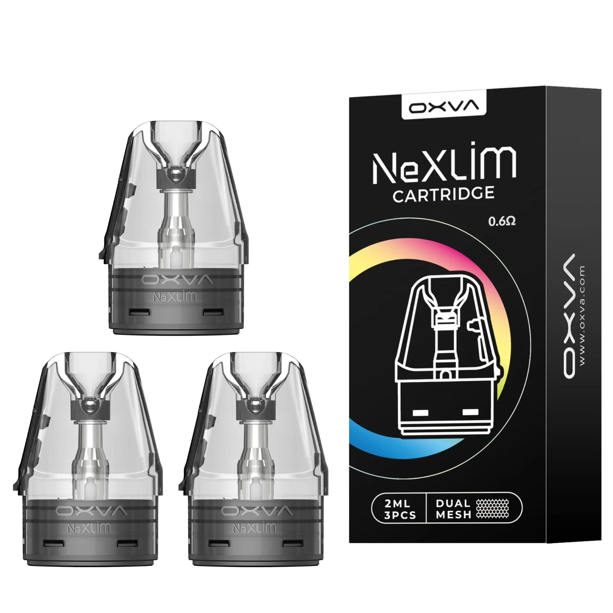 OXVA NeXLIM Pods (0.6 XL) Compatible With OXVA NEXLIM Kit and NEXLIM GO Kits - 3 Pack Dual Mesh Coil Vape Pods - No Nicotine 20-40w (0.6 XL)