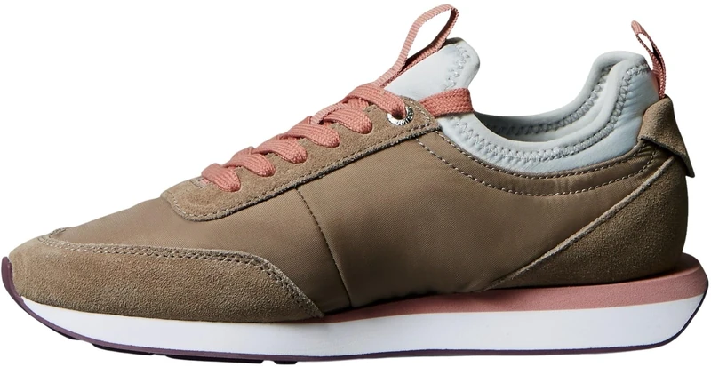 Calvin Klein Women's Runner Trainers Retro Lace-up Sock with Logo, Brown (Desert Taupe/Blush/Bordeaux), 7