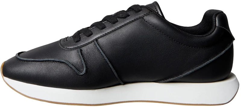 Calvin Klein Women's Retro Runner LACE UP LTH Pinch YW0YW02025 Low Top, Black (Black/Vaporous White/Gum), 5