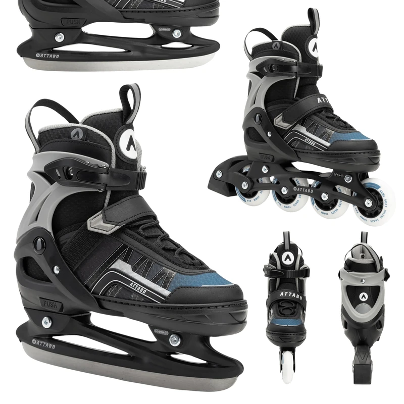 ATTABO Bladeroll 2-in-1 Children's Ice Skates & Inline Skates - Adjustable, with Interchangeable Skates, ABEC-7 Bearings, Aluminium Frame & TPR Brake, Comfort & Safety for Children