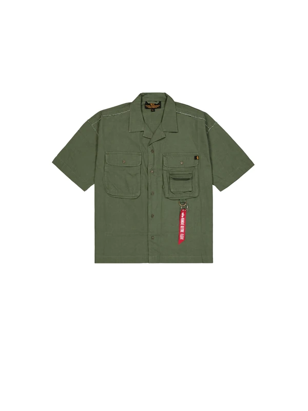 Alpha Industries Men's Aloha Safari Shirt, Dark Olive, L
