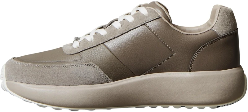 Calvin Klein Men's Runner Trainers City Lace-up Tape in Leather, Brown (Rock Ridge/Taupe Smog), 8.5