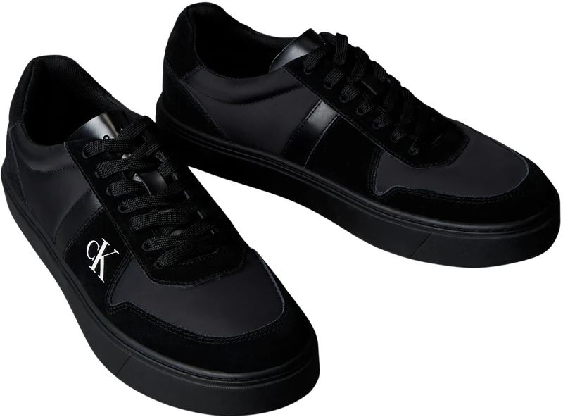 Calvin Klein Men's Cupsole Trainers Classic Lace-up in Leather, Black (Triple Black), 6