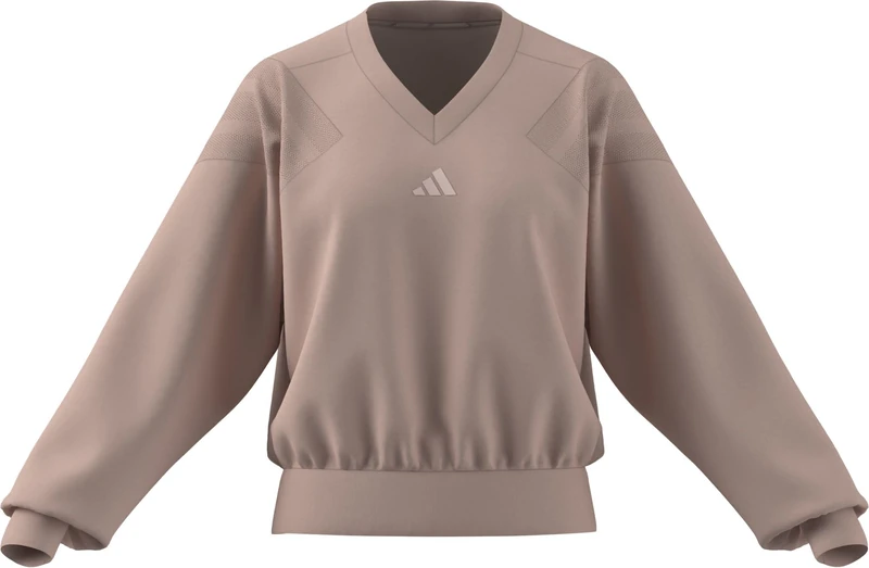 adidas Women's FUTURE ICONS THREE STRIPES V NECK SWEATSHIRT, blush pink, S