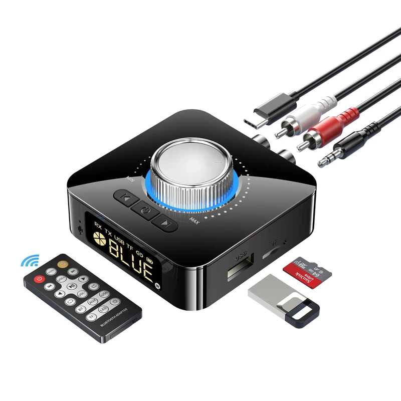 Bluetooth 5.4 Receiver for HiFi, Wireless Audio Adapter with AUX 3.5mm/RCA Bluetooth Audio Receiver for PC/Mac/Smartphone/Tablet/AV Receiver, AptX HD, Dual Pairing