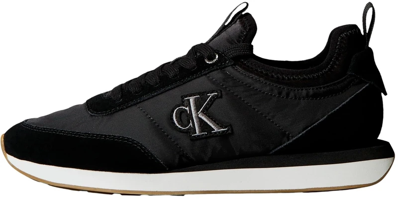 Calvin Klein Women's Runner Trainers Retro Lace-up Sock with Logo, Black (Black/Gun Metal/Gum), 8