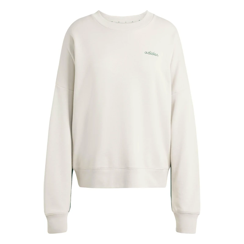 adidas Women's Seasonal Essentials Colorpop Sweatshirt with Embroidered Graphic, wonder alumina/collegiate green, L