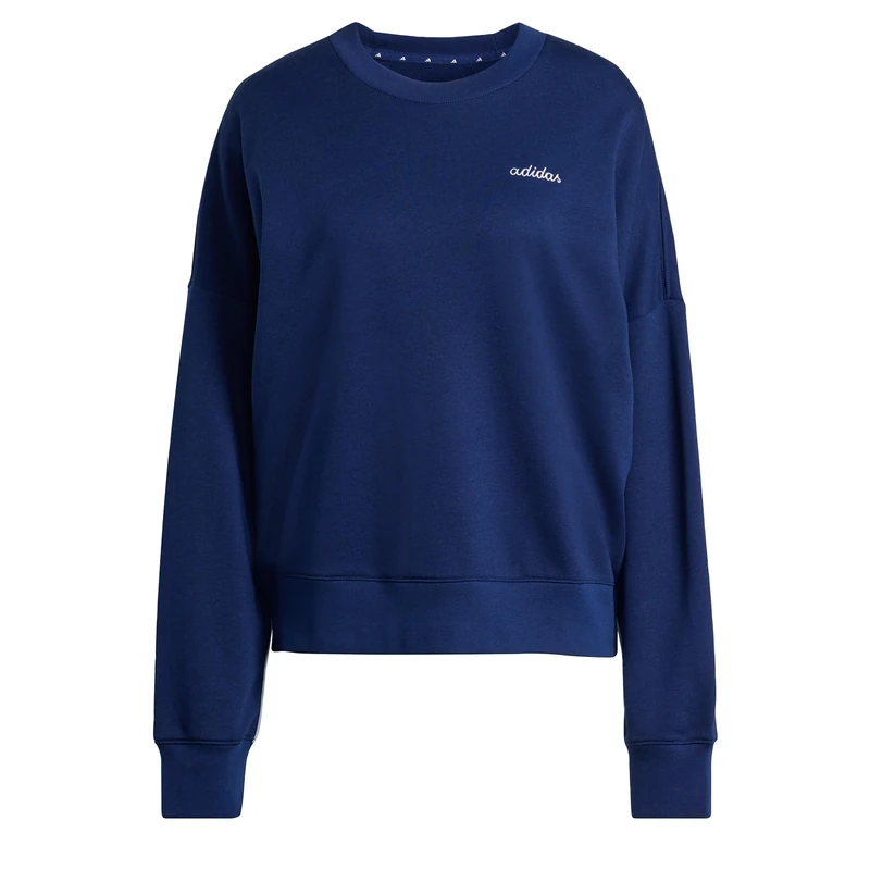 adidas Women's Seasonal Essentials Colorpop Sweatshirt with Embroidered Graphic, dark blue/white, XS