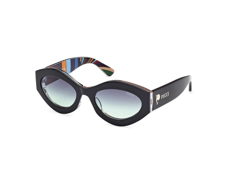 PUCCI Unisex EP0227 Sunglasses, Shiny Black, 54/21/140
