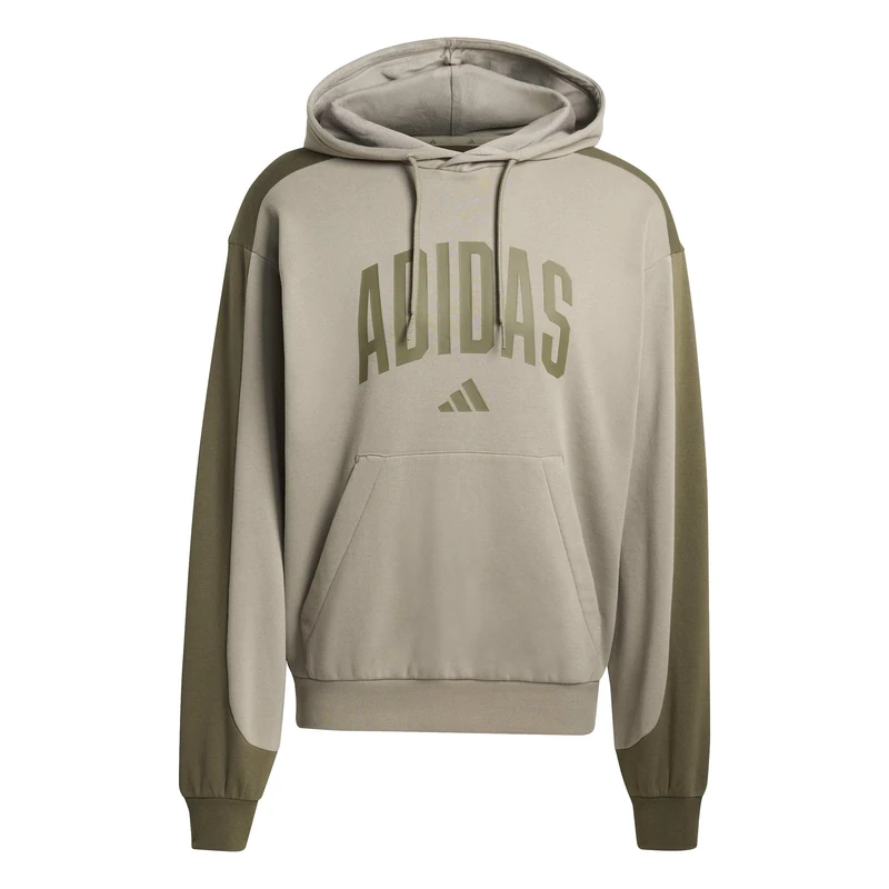 adidas Men's COLLEGIATE FLEECE HOODIE, silver pebble/olive strata, L