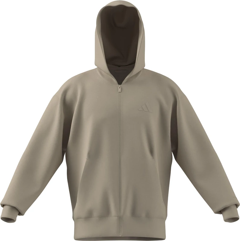 adidas Men's ALL SZN FLEECE FULL ZIP HOODIE, Crystal Linen, XS