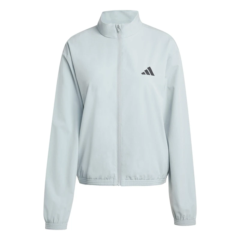 adidas Women's Train Essentials 3-Stripes Woven Warm Up Jacket, Wonder Sage/white, L