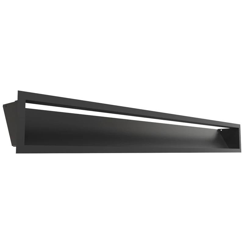 Kratki LUFT Ventilation Grille 12 x 100 cm Narrow Black - Steel Ventilation Grille for Fireplaces and Heating Systems, 45°, Powder Coated, Rectangular, for Wall Mounting