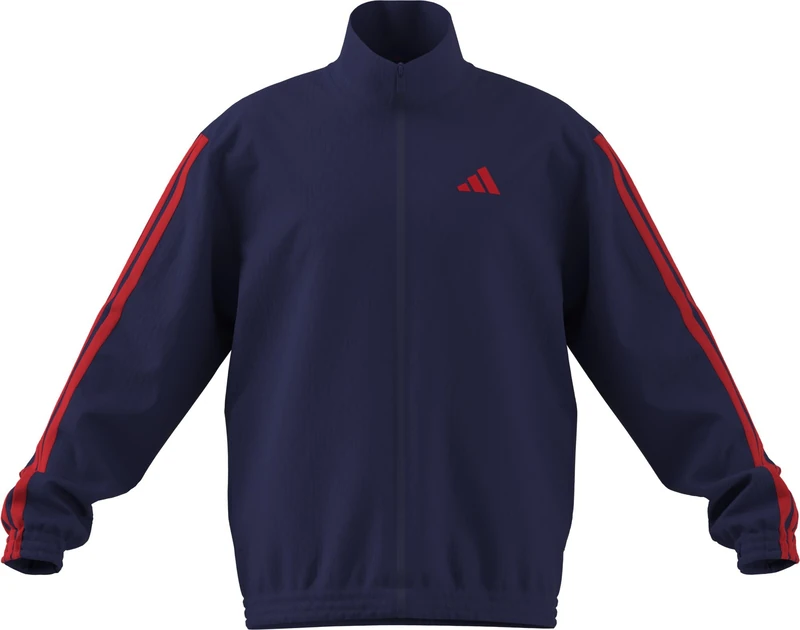 adidas Men's ESSENTIALS 3-STRIPES WOVEN TRACKTOP, mystery ink/pure ruby/pure ruby/pure ruby, S