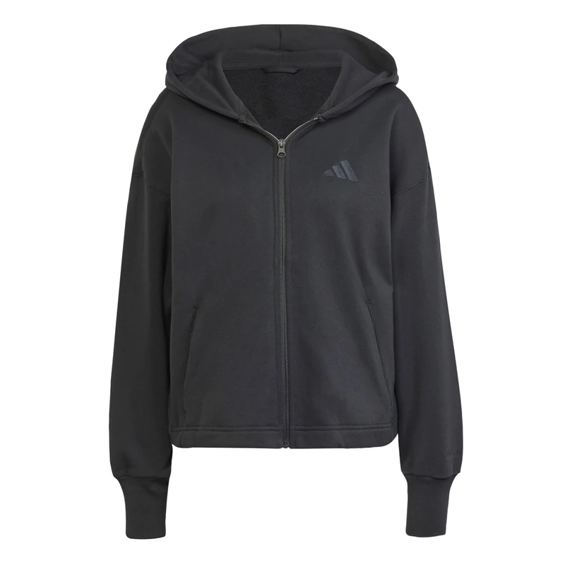 adidas Women's ALL SZN FRENCH TERRY LOOSE FULL-ZIP HOODIE, black, S