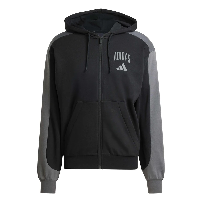 adidas Men's COLLEGIATE FLEECE FULL-ZIP, black/grey six, XL