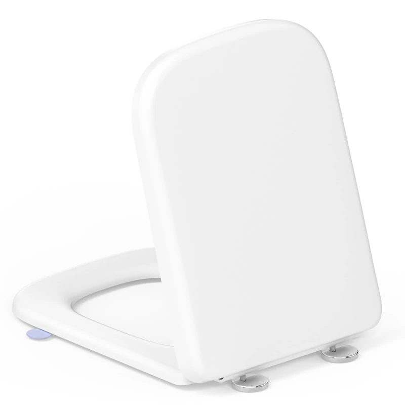 YEAUPE PRO Soft Close Toilet Seat - White Square Toulet Seat with Slow Close & Quick Release, Adjustable Hinges, Easy Clean & Simple Install,Universal Bathroom WC Pan & Bowl Loo Cover 46.1*35.1*5.3cm