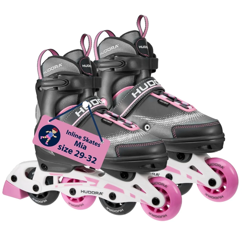 Hudora Inline Skates Mia - Inline skates for children/teenagers & adults in magnolia - Roller skates adjustable up to 4 sizes - Comfortable & stylish skates - size 29-32