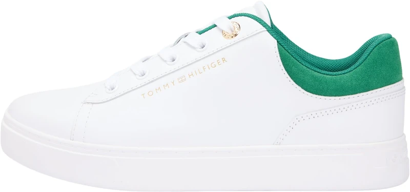 Tommy Hilfiger Women Casual Cupsole Sneaker FW0FW09020 Low Top, White (White/Green), 40
