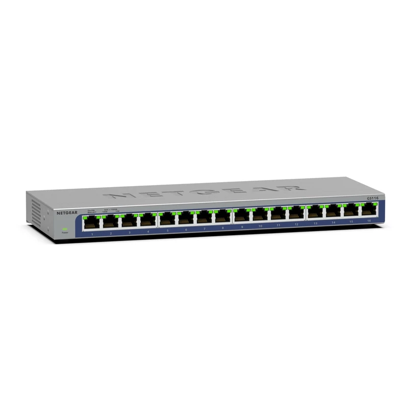NETGEAR 16-Port Gigabit Ethernet Unmanaged Switch (GS116) - Desktop or Wall Mount, and Limited Lifetime Protection