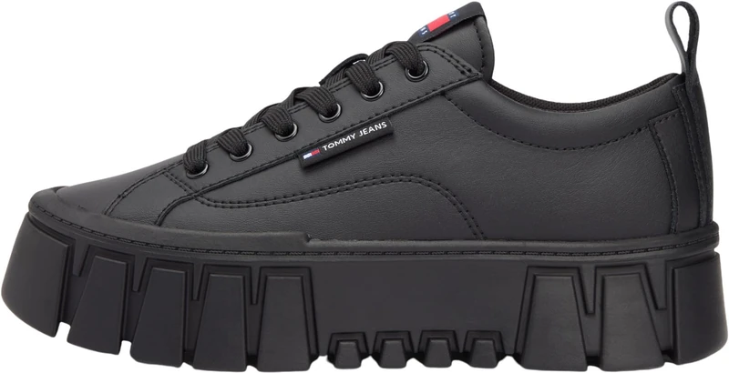 Tommy Jeans Women TJW Vulc Flatform Leather EN0EN03008 Low Top, Black (Black), 41
