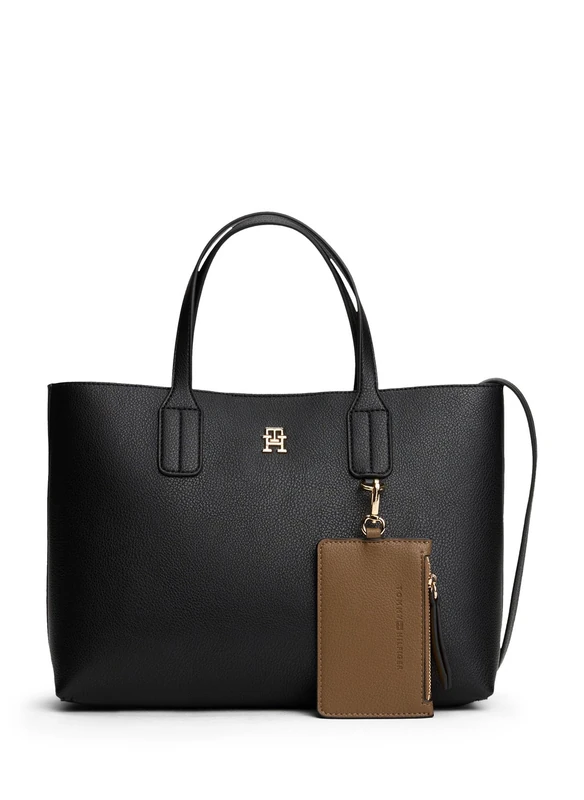 Tommy Hilfiger Women's TH ICON MINI TOTE AW0AW18233 Tote, BLACK, One Size
