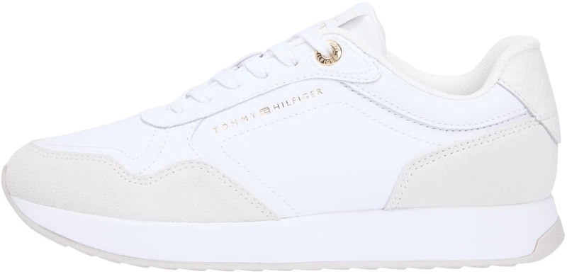 Tommy Hilfiger Women Monogram Mix Material Runner FW0FW09267 Low Top, White (White), 36