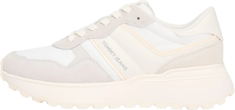 Tommy Jeans Women's Runner Trainers Cleated Suede Mix Lace-up, Grey (Stratus Grey), 5