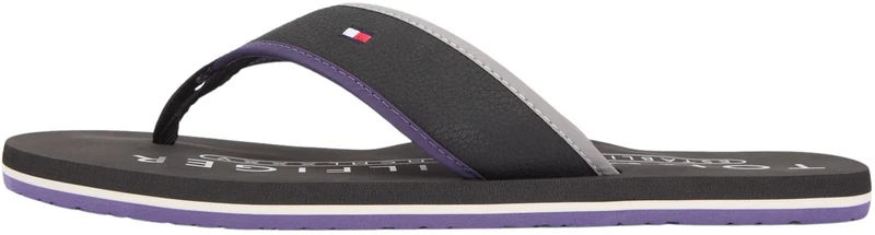 Tommy Hilfiger Men HILFIGER TUMBLE BEACH SANDAL FM0FM05710 Flip Flops, BLACK (Black), 44