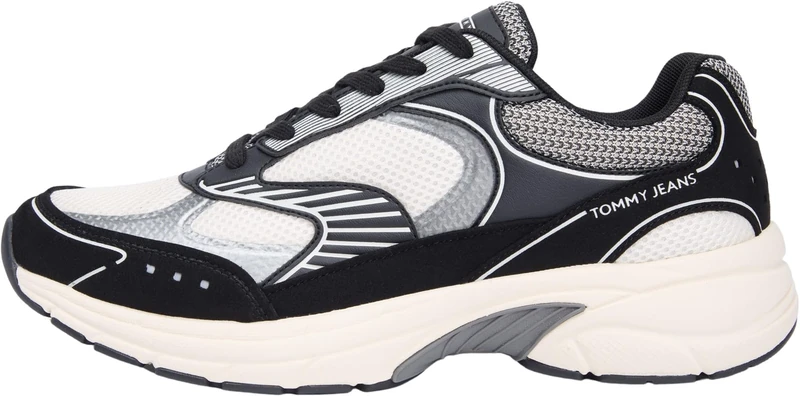 Tommy Jeans Men's Runner Trainers Archive '25 Lace-up, Multicolor (Black/Calico), 7