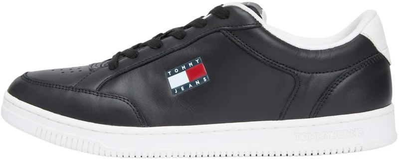 Tommy Jeans Men's TJM Cupsole Long Lace Leather Em0Em01707 Low Top, Black (Black), 7 UK