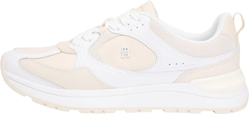 Tommy Hilfiger Women Casual Fashion Runner Mix MAT FW0FW09034 Low Top, White (White/Soft Cream), 38 - Image 1