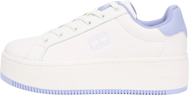 Tommy Jeans Women's Flatform Trainers Essential Low Top, White (Ivory/Periwinkle Dust), 6.5