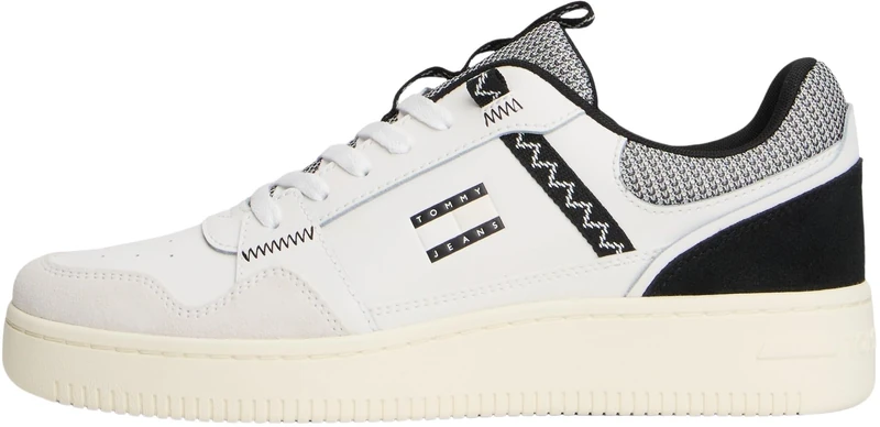 Tommy Jeans Men TJM Retro Basket EM0EM01657 Low Top, White (Ecru/Black), 40