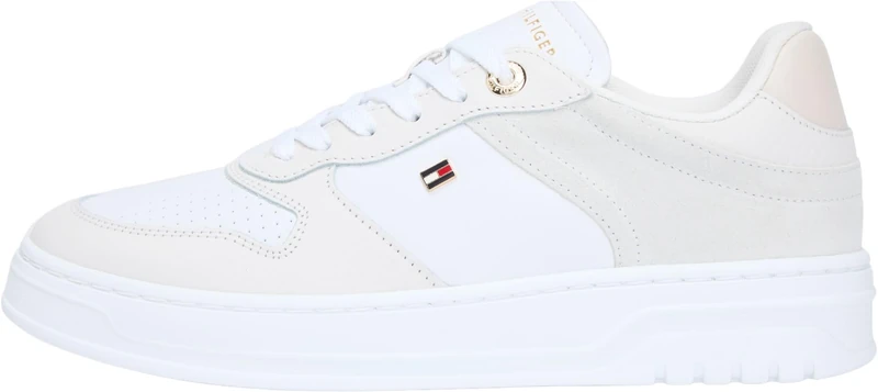 Tommy Hilfiger Women TH Sporty Cupsole Tumbled LTR FW0FW09024 Low Top, White (White/Light Grey), 37