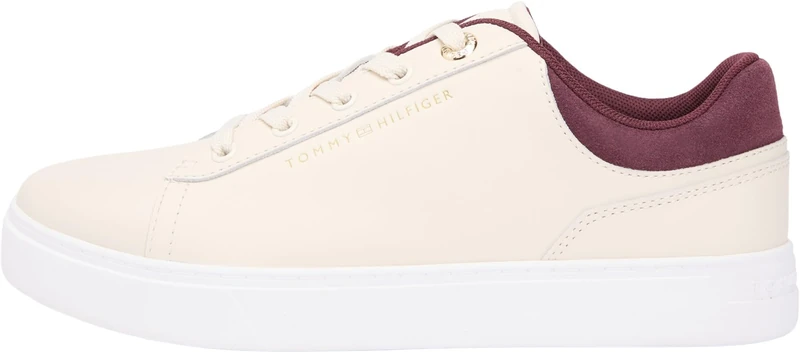 Tommy Hilfiger Women Casual Cupsole Sneaker FW0FW09020 Low Top, Beige (Soft Cream/Marzemino), 39