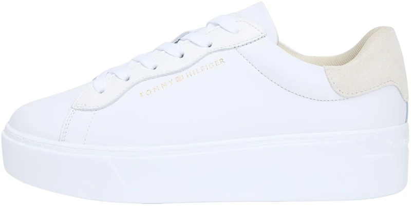 Tommy Hilfiger Women Chic Platform Cupsole Sneaker FW0FW09021 Low Top, White (White/Soft Cream), 41
