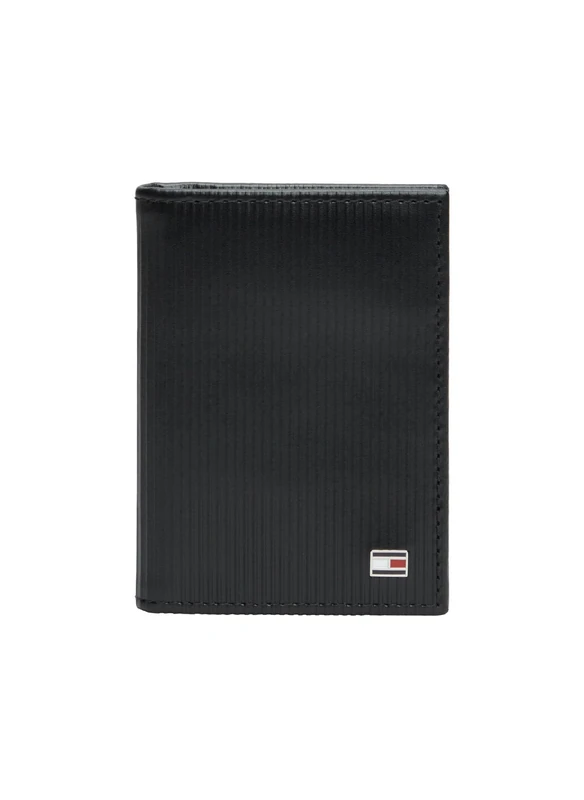 Tommy Hilfiger Men's TH Flag Bifold AM0AM13967 Bifold Wallet, Black, One Size