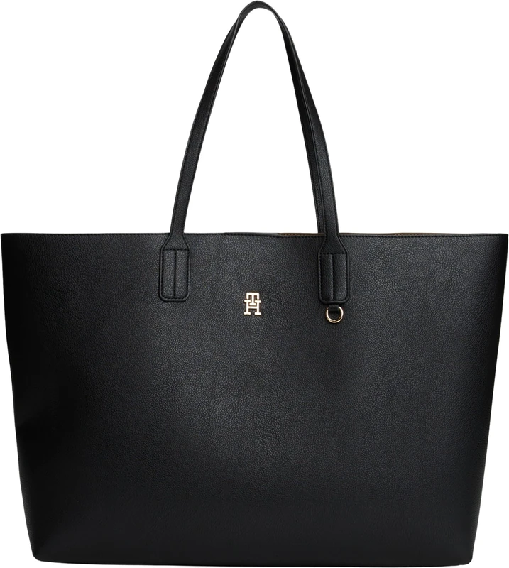 Tommy Hilfiger Women's TH ICON TOTE AW0AW18173 Tote, BLACK, One Size
