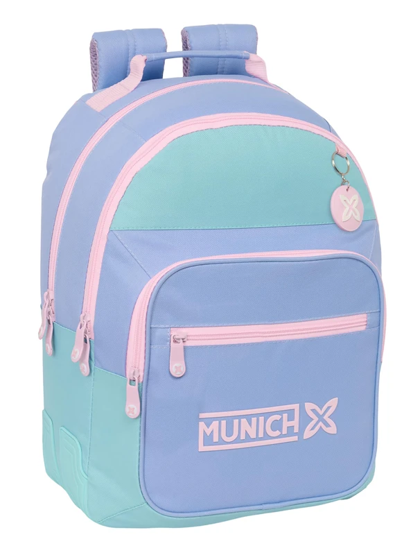 Safta Munich MELLOW – Children's School Backpack, Ideal for Children of Different Ages, Comfortable and Versatile, Quality and Resistance, 32 x 15 x 42 cm, Blue/Light Blue/Light Pink, M, Casual